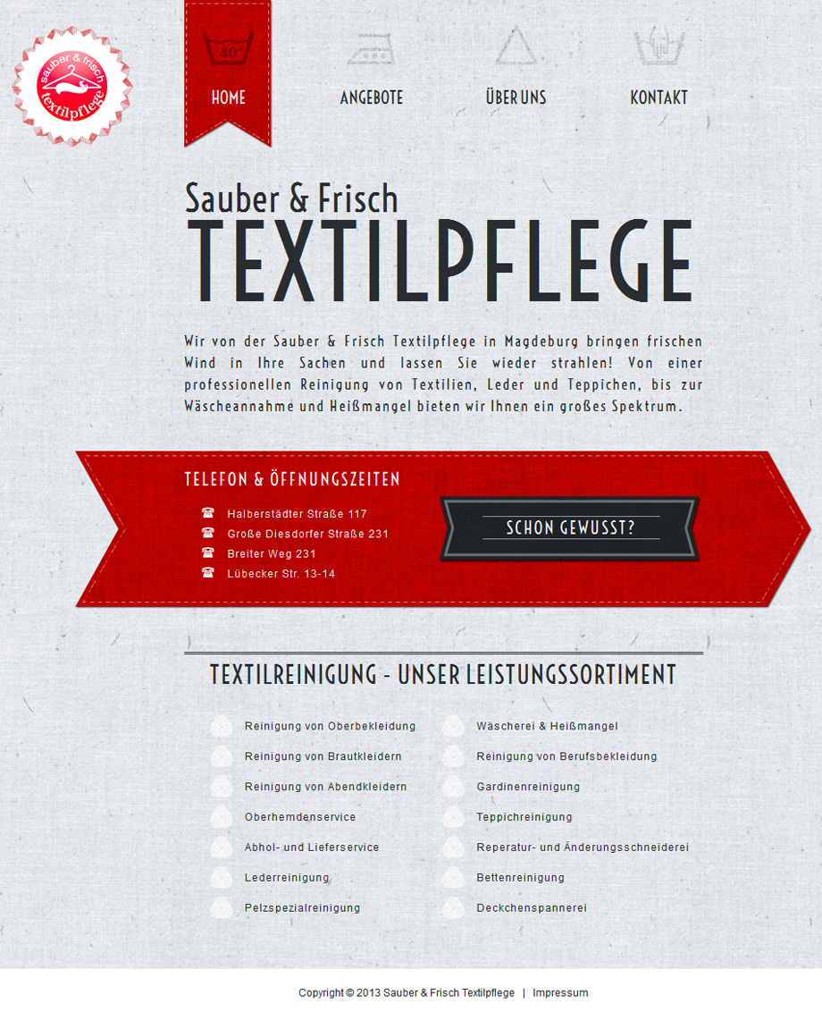 sauber und frisch textilpflege website